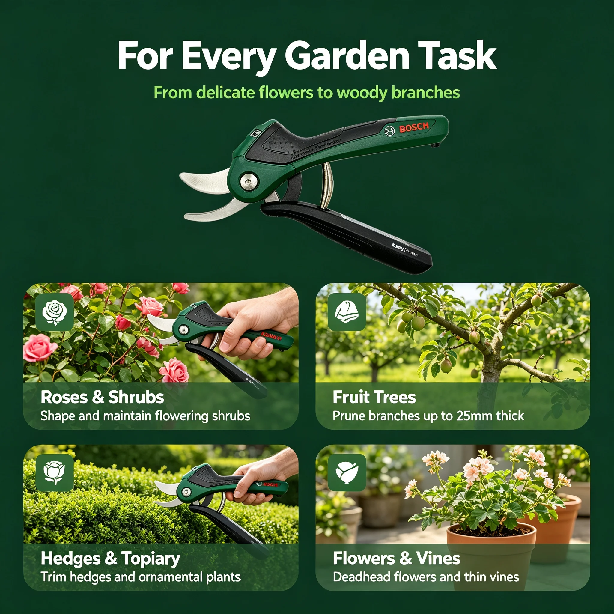 Smart Garden Bosch - Tesoura de Poda Elétrica Inteligente Sem