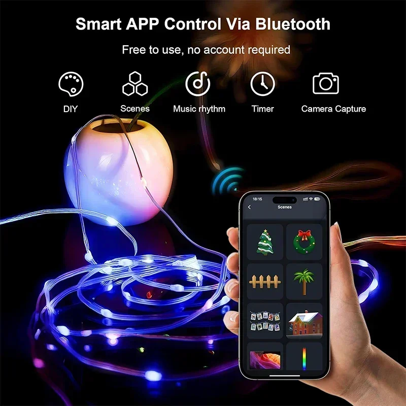 Diy rgbic luzes de corda intel - Smart Garden Festoon Lights avaliação e preço