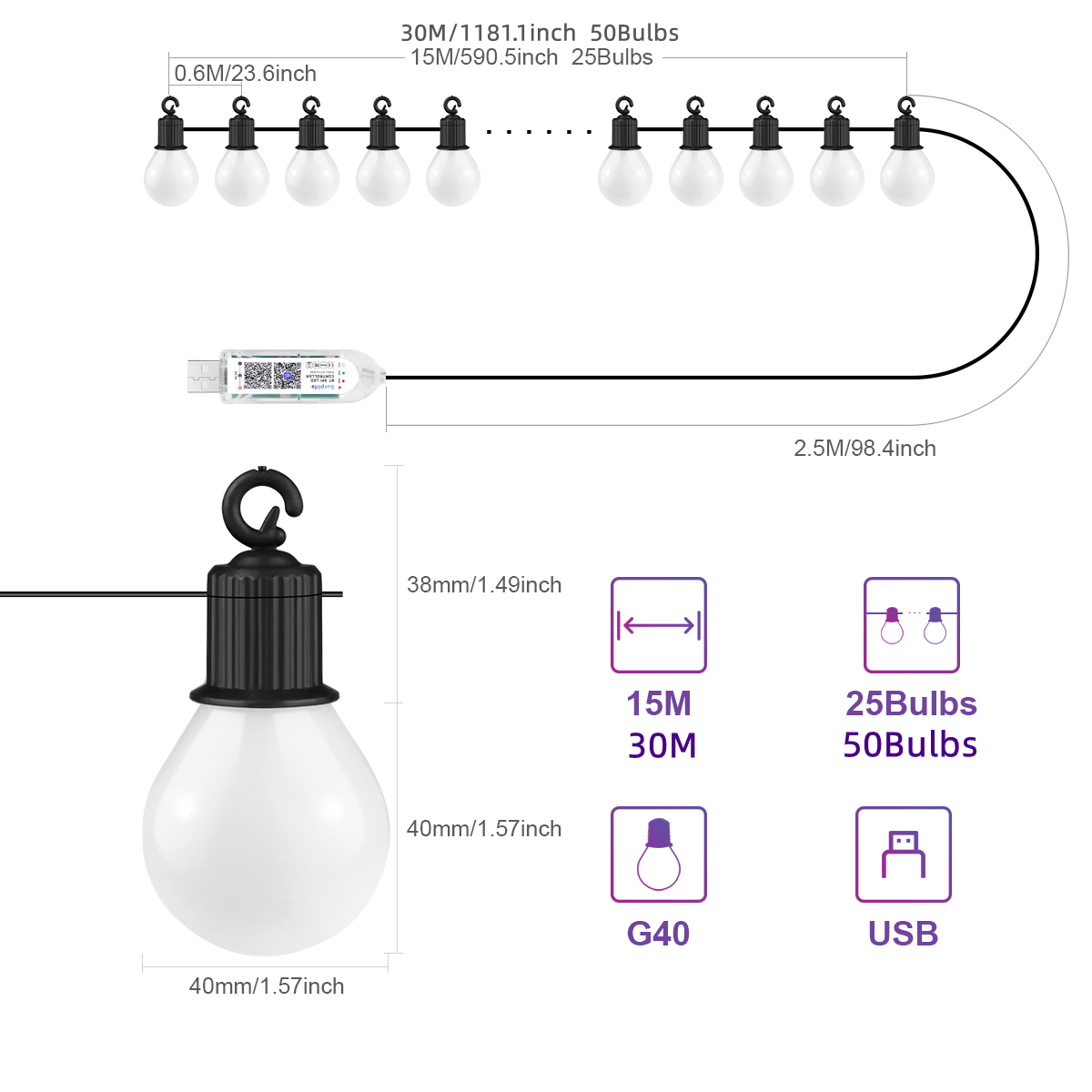 Cordão de Luzes LED Inteligent - Smart Garden Festoon Lights avaliação e preço